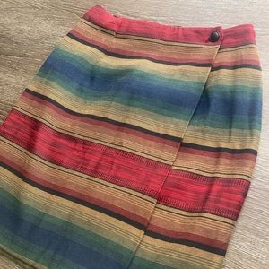 Streetwear Multicolor Striped Wrap Mini Skirt Size XS